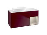 Villeroy und Boch Finion Waschtischunterschrank GA51HHHB 120cm, Abdeckplatte white matt, Emotion, Regale sand matt lacquer, Peony Matt