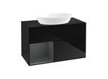 Villeroy und Boch Finion Waschtischunterschrank FA12HGPH 100cm, Abdeckplatte black matt, Regale Midnight matt lacquer, Glossy Black Lacquer