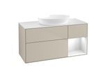 Villeroy und Boch Finion Waschtischunterschrank GA71GFHH 120cm, Abdeckplatte white matt, Emotion, Regale Glossy white lacquer, Sand Matt Lacquer
