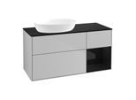 Villeroy und Boch Finion Waschtischunterschrank FA52PHGJ 120cm, Abdeckplatte black matt, Regale Glossy black lacquer, Light grey matt