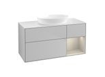 Villeroy und Boch Finion Waschtischunterschrank GA71HHGJ 120cm, Abdeckplatte white matt, Emotion, Regale sand matt lacquer, Light grey matt