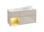 Villeroy und Boch Finion Waschtischunterschrank FA41HFHH 120cm, Abdeckplatte white matt, Regale Gold matt lacquer, Sand Matt Lacquer