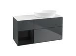 Villeroy und Boch Finion Waschtischunterschrank FA41PHHG 120cm, Abdeckplatte white matt, Regale Glossy black lacquer, Midnight Blue Matt Lacquer