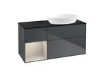 Villeroy und Boch Finion Waschtischunterschrank GA42HHHG 120cm, Abdeckplatte black matt, Emotion, Regale sand matt lacquer, Midnight Blue Matt Lacquer