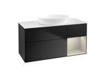 Villeroy und Boch Finion Waschtischunterschrank GA71HHPD 120cm, Abdeckplatte white matt, Emotion, Regale sand matt lacquer, Black matt lacquer