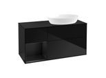 Villeroy und Boch Finion Waschtischunterschrank GA42PDPH 120cm, Abdeckplatte black matt, Emotion, Regale Black matt lacquer, Glossy Black Lacquer