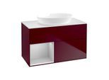 Villeroy und Boch Finion Waschtischunterschrank FA11GJHB 100cm, Abdeckplatte white matt, Regale Light grey matt lacquer, Peony Matt