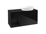 Villeroy und Boch Finion Waschtischunterschrank GA42PHPH 120cm, Abdeckplatte black matt, Emotion, Regale Glossy black lacquer, Glossy Black Lacquer
