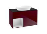 Villeroy und Boch Finion Waschtischunterschrank FA12GJHB 100cm, Abdeckplatte black matt, Regale Light grey matt lacquer, Peony Matt