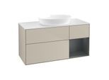Villeroy und Boch Finion Waschtischunterschrank FA71HGHH 120cm, Abdeckplatte white matt, Regale Midnight matt lacquer, Sand Matt Lacquer