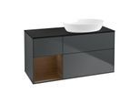 Villeroy und Boch Finion Waschtischunterschrank GA42GNHG 120cm, Abdeckplatte black matt, Emotion, Regale Walnut Veneer, Midnight Blue Matt Lacquer