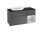 Villeroy und Boch Finion Waschtischunterschrank FA52GJGK 120cm, Abdeckplatte black matt, Regale Light grey matt lacquer, Anthracite matt