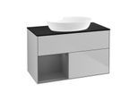 Villeroy und Boch Finion Waschtischunterschrank FA12GKGJ 100cm, Abdeckplatte black matt, Regale Anthracite matt lacquer, Light grey matt