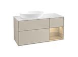 Villeroy und Boch Finion Waschtischunterschrank GA51PCHH 120cm, Abdeckplatte white matt, Emotion, Regale Oak Veneer, Sand Matt Lacquer
