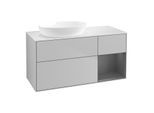 Villeroy und Boch Finion Waschtischunterschrank FA51GKGJ 120cm, Abdeckplatte white matt, Regale Anthracite matt lacquer, Light grey matt