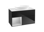 Villeroy und Boch Finion Waschtischunterschrank FA11GJPD 100cm, Abdeckplatte white matt, Regale Light grey matt lacquer, Black matt lacquer