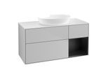 Villeroy und Boch Finion Waschtischunterschrank FA71PDGJ 120cm, Abdeckplatte white matt, Regale Black matt lacquer, Light grey matt