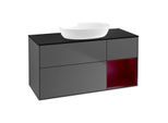 Villeroy und Boch Finion Waschtischunterschrank FA72HBGK 120cm, Abdeckplatte black matt, Regale Peony matt lacquer, Anthracite matt