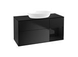Villeroy und Boch Finion Waschtischunterschrank FA72PHPD 120cm, Abdeckplatte black matt, Regale Glossy black lacquer, Black matt lacquer