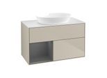 Villeroy und Boch Finion Waschtischunterschrank FA11GKHH 100cm, Abdeckplatte white matt, Regale Anthracite matt lacquer, Sand Matt Lacquer