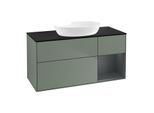 Villeroy und Boch Finion Waschtischunterschrank GA72HGGM 120cm, Abdeckplatte black matt, Emotion, Regale Midnight matt lacquer, Olive Matt Lacquer