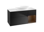 Villeroy und Boch Finion Waschtischunterschrank FA71GNPD 120cm, Abdeckplatte white matt, Regale Walnut Veneer, Black matt lacquer