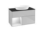 Villeroy und Boch Finion Waschtischunterschrank FA12MTGJ 100cm, Abdeckplatte black matt, Regale White matt lacquer, Light grey matt