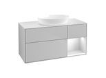 Villeroy und Boch Finion Waschtischunterschrank GA71MTGJ 120cm, Abdeckplatte white matt, Emotion, Regale White matt lacquer, Light grey matt