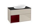 Villeroy und Boch Finion Waschtischunterschrank FA12HBHH 100cm, Abdeckplatte black matt, Regale Peony matt lacquer, Sand Matt Lacquer