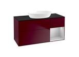 Villeroy und Boch Finion Waschtischunterschrank GA72GJHB 120cm, Abdeckplatte black matt, Emotion, Regale Light grey matt lacquer, Peony Matt