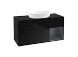 Villeroy und Boch Finion Waschtischunterschrank GA72HGPH 120cm, Abdeckplatte black matt, Emotion, Regale Midnight matt lacquer, Glossy Black Lacquer