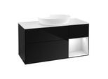 Villeroy und Boch Finion Waschtischunterschrank FA71MTPH 120cm, Abdeckplatte white matt, Regale White matt lacquer, Glossy Black Lacquer