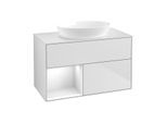 Villeroy und Boch Finion Waschtischunterschrank FA11GFMT 100cm, Abdeckplatte white matt, Regale Glossy white lacquer, White matt lacquer