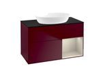 Villeroy und Boch Finion Waschtischunterschrank FA22HHHB 100cm, Abdeckplatte black matt, Regale sand matt lacquer, Peony Matt