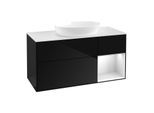 Villeroy und Boch Finion Waschtischunterschrank GA71MTPH 120cm, Abdeckplatte white matt, Emotion, Regale White matt lacquer, Glossy Black Lacquer