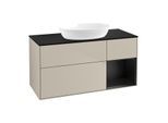 Villeroy und Boch Finion Waschtischunterschrank FA72PDHH 120cm, Abdeckplatte black matt, Regale Black matt lacquer, Sand Matt Lacquer