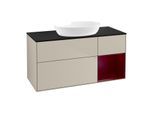 Villeroy und Boch Finion Waschtischunterschrank GA72HBHH 120cm, Abdeckplatte black matt, Emotion, Regale Peony matt lacquer, Sand Matt Lacquer