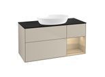 Villeroy und Boch Finion Waschtischunterschrank GA72PCHH 120cm, Abdeckplatte black matt, Emotion, Regale Oak Veneer, Sand Matt Lacquer