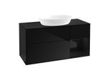 Villeroy und Boch Finion Waschtischunterschrank FA72PHPH 120cm, Abdeckplatte black matt, Regale Glossy black lacquer, Glossy Black Lacquer