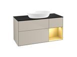 Villeroy und Boch Finion Waschtischunterschrank GA72HFHH 120cm, Abdeckplatte black matt, Emotion, Regale Gold matt lacquer, Sand Matt Lacquer