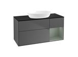 Villeroy und Boch Finion Waschtischunterschrank GA72GMGK 120cm, Abdeckplatte black matt, Emotion, Regale Olive matt lacquer, Anthracite matt