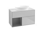 Villeroy und Boch Finion Waschtischunterschrank GA11GKGJ 100cm, Abdeckplatte white matt, Emotion, Regale Anthracite matt lacquer, Light grey matt