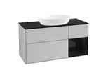 Villeroy und Boch Finion Waschtischunterschrank GA72PHGJ 120cm, Abdeckplatte black matt, Emotion, Regale Glossy black lacquer, Light grey matt