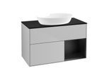Villeroy und Boch Finion Waschtischunterschrank FA22PDGJ 100cm, Abdeckplatte black matt, Regale Black matt lacquer, Light grey matt