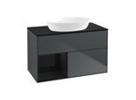 Villeroy und Boch Finion Waschtischunterschrank GA12PHHG 100cm, Abdeckplatte black matt, Emotion, Regale Glossy black lacquer, Midnight Blue Matt Lacquer