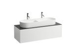 LAUFEN Sonar Schubladenelement/Sideboard H4054710341431 117,5x34x45,5cm, Ausschnitt Mitte, Doppelwaschtisch, Weiß matt/Nero Marquina