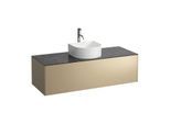 LAUFEN Sonar Schubladenelement/Sideboard H4054250341401 117,5x34x45,5cm, Ausschnitt Mitte, mit Hahnloch, Gold/Nero Marquina