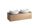 LAUFEN Sonar Schubladenelement/Sideboard H4054240341411 117,5x34x45,5cm, Ausschnitt links/rechts, Kupfer/Nero Marquina