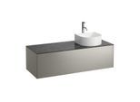 LAUFEN Sonar Schubladenelement/Sideboard H4054270341421 117,5x34x45,5cm, Ausschnitt rechts, mit Hahnloch, Titan/Nero Marquina