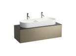 LAUFEN Sonar Schubladenelement/Sideboard H4054710341421 117,5x34x45,5cm, Ausschnitt Mitte, Doppelwaschtisch, Titan/Nero Marquina